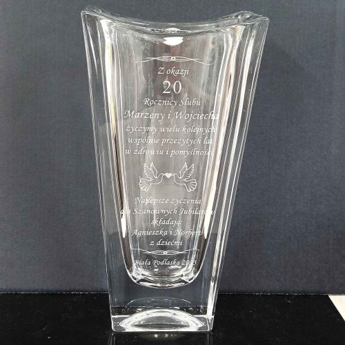 Kryształowy wazon z dedykacją dla babci Okinawa 25 cm – grawer z okazji rocznicy ślubu