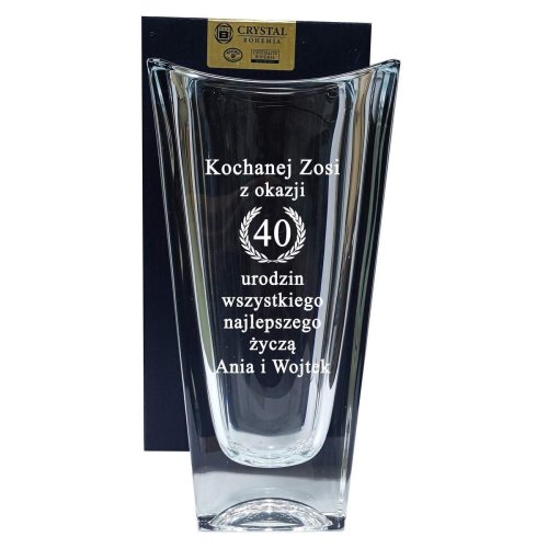 Wazon z Grawerem dla Babci na urodziny – Kryształowy OKINAWA 25 cm