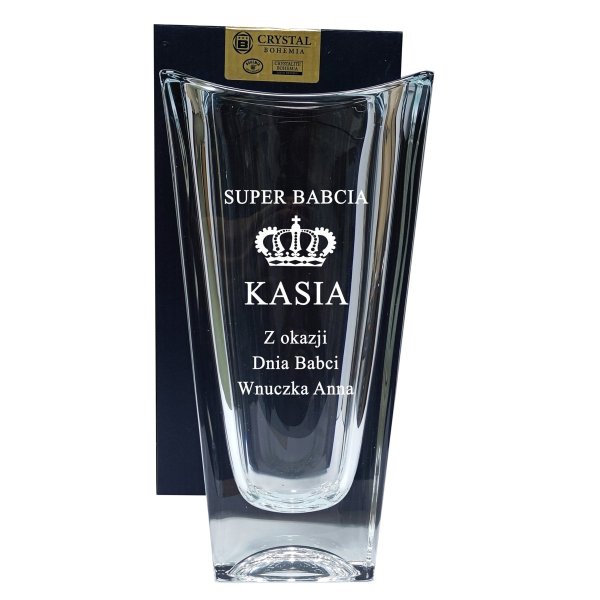Wazon z Grawerem dla Babci – Kryształowy OKINAWA 25 cm
