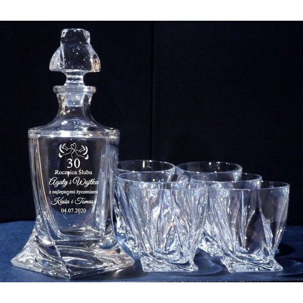 Kryształowy Zestaw do Whisky z Grawerem dla Pary - personalizowany prezent