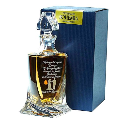 Kryształowa karafka z grawerem dla Dziadka do whisky i nalewek w pudełku na prezent