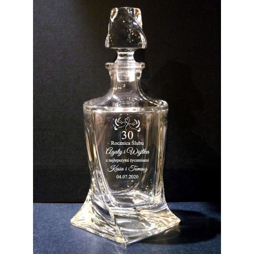 Karafka z Grawerem do Whisky i Nalewek z dedykacją dla Pary z okazji 30 rocznicy ślubu