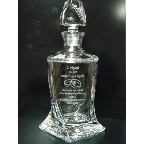 Karafka z grawerem do whisky i nalewek QUADRO Bohemia – prezent na rocznicę