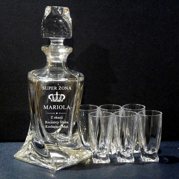 Zestaw do Nalewek z Grawerem dla Żony – Personalizowany Kryształowy Prezent