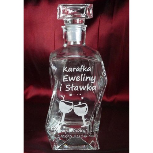 Zestaw do Whisky z Grawerem – Karafka Łamana 750 ml i 6 Szklanek - prezent dla pary na parapetówkę i jubileusz
