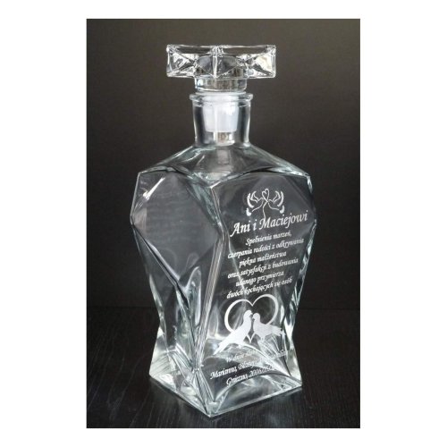 Zestaw do Whisky z Grawerem – Karafka Łamana 750 ml i 6 Szklanek - prezent na imieniny, rocznicę i jubileusz