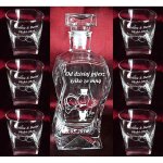 Zestaw do Whisky z Grawerem – Karafka Łamana 750 ml i 6 Szklanek - prezent na urodziny, rocznicę, jubileusz i podziękowanie