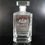 Karafka z Grawerem w Drewnianej Skrzynce + 2 Szklanki - personalizowany prezent dla niego, męża i chłopaka