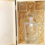 Karafka z Grawerem w Drewnianej Skrzynce + 2 Szklanki - personalizowany zestaw do whisky