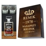 Karafka z Grawerem w Drewnianej Skrzynce + 2 Szklanki - Prezent dla Taty na urodziny i Dzień Ojca