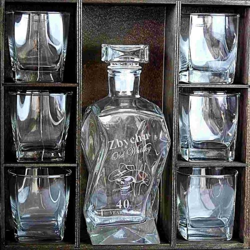 Zestaw do Whisky z Grawerem – Karafka, Szklanki i Skrzynka - prezent dla męża, chłopaka, taty, brata lub dziadka