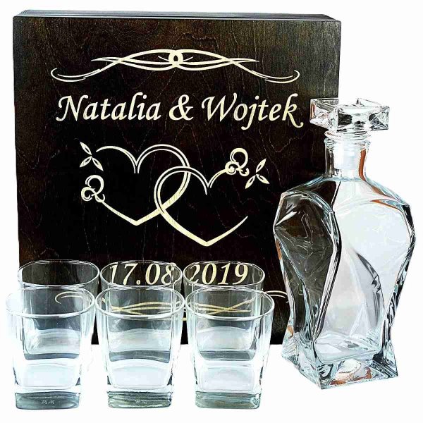 Zestaw do Whisky z Grawerem – Karafka, Szklanki i Skrzynka - prezent na urodziny, rocznicę, jubileusz, ślub