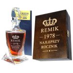 Karafka z Grawerem do Whisky w Skrzynce QUADRO