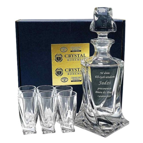 Zestaw do nalewek z grawerem QUADRO – karafka i 6 kieliszków