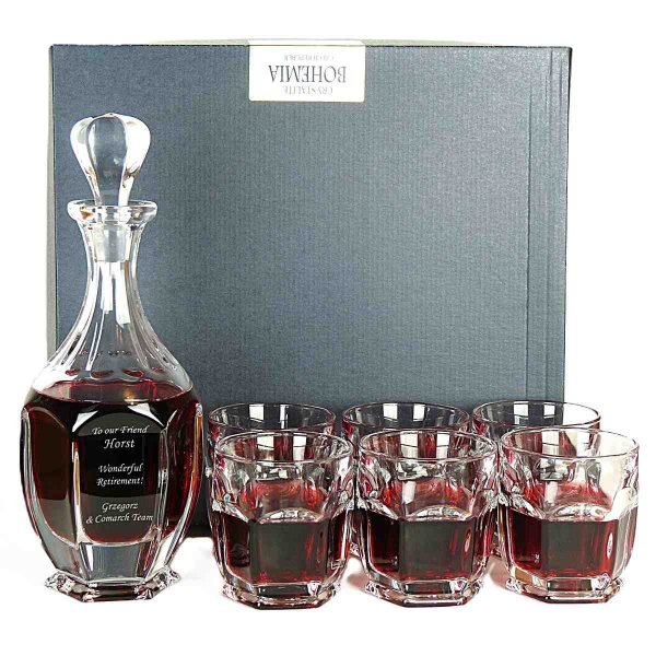 Zestaw do Whisky z Grawerem SAFARI – Karafka i 6 Szklanek