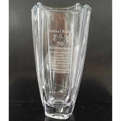 Personalizowany wazon kryształowy COLOSSEUM z grawerem na rocznicę ślubu