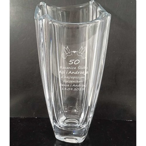 Elegancki wazon z grawerem COLOSSEUM 25 cm - prezent z kryształu na rocznicę ślubu