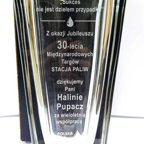 Wazon kryształowy z grawerem OKINAWA 30 cm - personalizacja na jubileusz