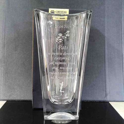 Wazon kryształowy z grawerem Okinawa 30 cm – prezent gotowy do wręczenia