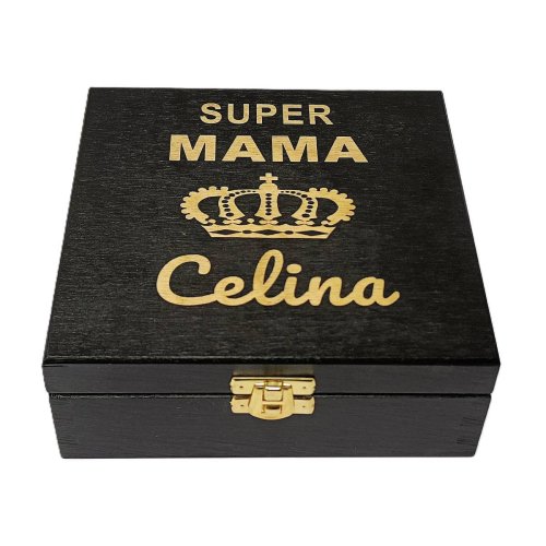 Szkatułka z grawerem drewniana czarna