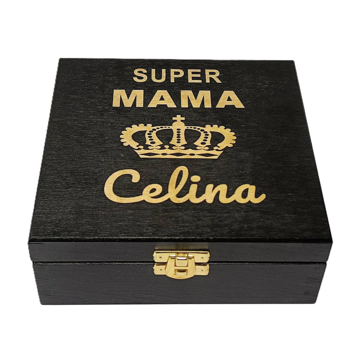 Szkatułka z grawerem drewniana czarna