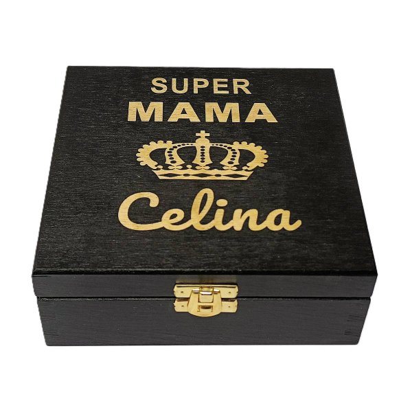 Szkatułka z grawerem drewniana czarna