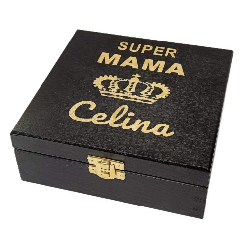 Czarna szkatułka z grawerem z drewna – personalizowany prezent