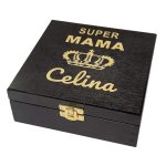 Czarna szkatułka z grawerem z drewna – personalizowany prezent