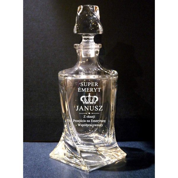 Karafka z Grawerem dla Emeryta – Kryształowa do Whisky i Nalewek