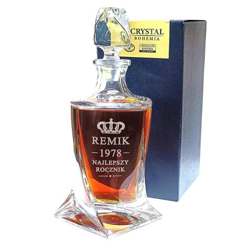 Kryształowa Karafka z Grawerem dla Emeryta do Whisky i Nalewek - personalizowany prezent