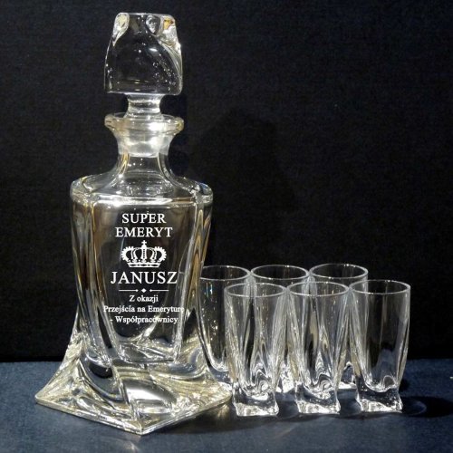 Zestaw do Nalewek z Grawerem dla Emeryta – kryształowy prezent na emeryturę