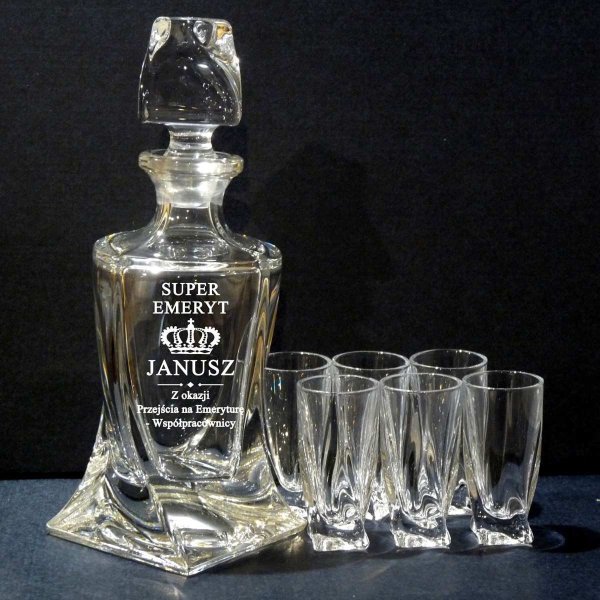 Zestaw do Nalewek z Grawerem dla Emeryta – kryształowy prezent na emeryturę