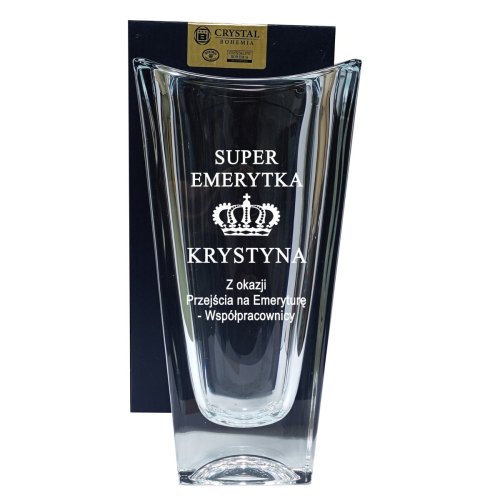 Wazon z Grawerem na Emeryturę – Kryształowy OKINAWA 25 cm