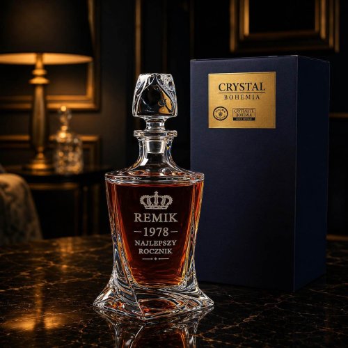 Karafka z Grawerem dla Emeryta – Kryształowa do Whisky i Nalewek