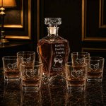 Zestaw do Whisky z Grawerem – Karafka Łamana 750 ml + 6 Szklanek