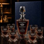 Zestaw do Whisky z Grawerem dla Żony – Kryształowa Karafka i 6 Szklanek QUADRO