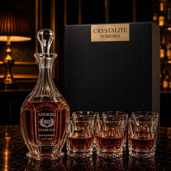 Zestaw do Whisky z Grawerem SAFARI – Karafka i 6 Szklanek