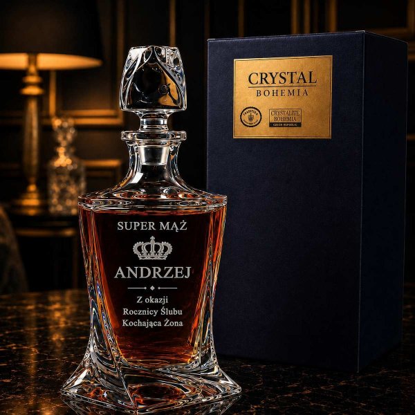 Karafka z Grawerem dla Męża do Whisky – Kryształowa QUADRO