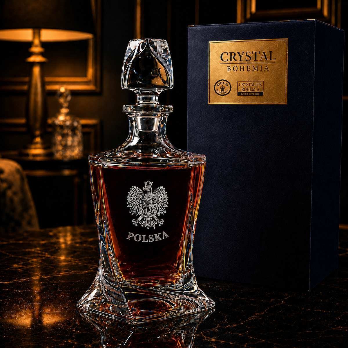 Karafka z Grawerem dla Patrioty do Whisky – Kryształowa QUADRO