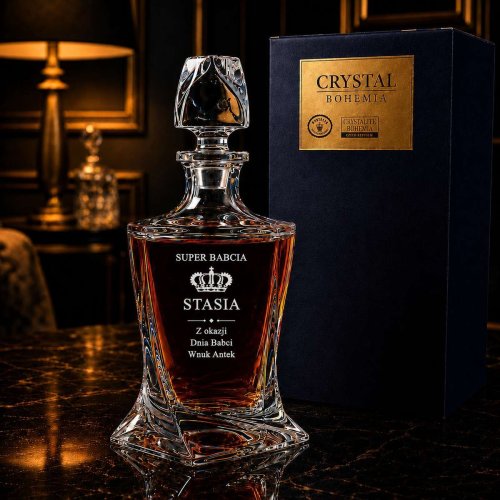 Karafka z Grawerem dla Babci do Whisky – Kryształowa QUADRO