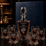 Zestaw do Whisky z Grawerem dla Wędkarza – Kryształowa Karafka i 6 Szklanek QUADRO