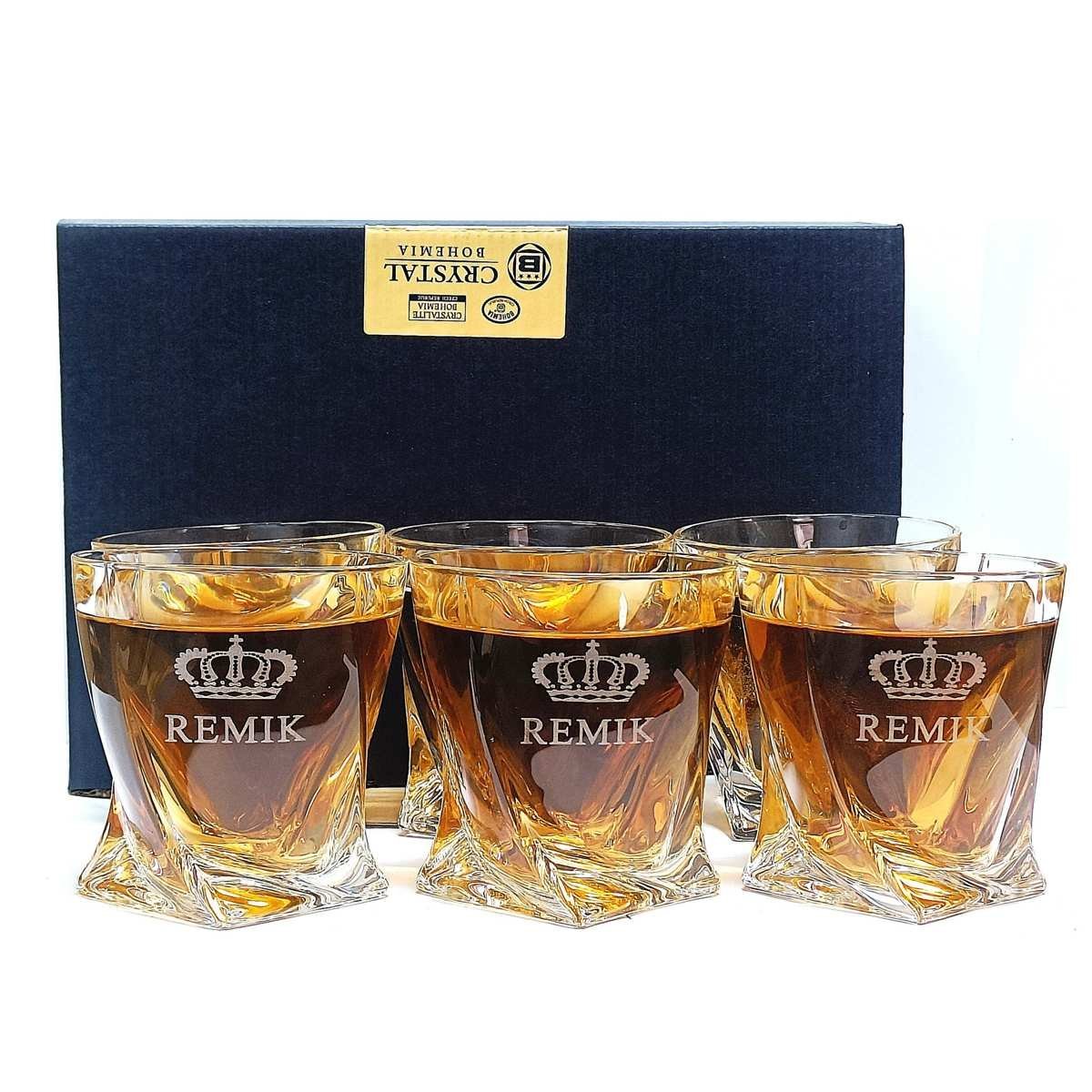 Szklanki do Whisky z Grawerem dla Chłopaka – Kryształowe QUADRO 6 sztuk