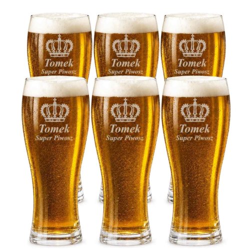 Szklanki Grawerowane do Piwa KROSNO 500 ml – Komplet 6 sztuk z personalizacją