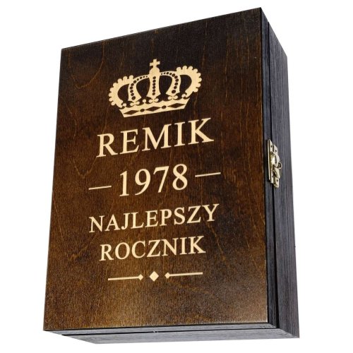 Drewniana Skrzynka na Whisky z Grawerem - personalizacja na urodziny