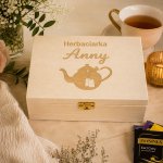 Drewniana Herbaciarka z Grawerem – Pudełko na Herbatę, 9 Komór