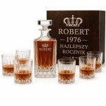Kryształowy Zestaw do Whisky z Grawerem w Skrzynce – Karafka i 6 Szklanek RCR Opera