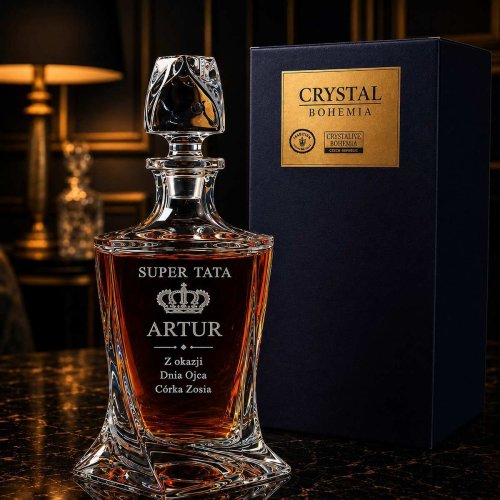 Karafka z Grawerem dla Taty do Whisky – Kryształowa QUADRO