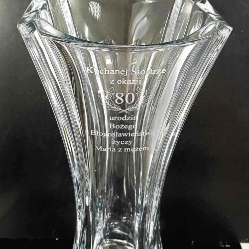 Kryształowy wazon Colosseum 30 cm z personalizowanym grawerem na urodziny