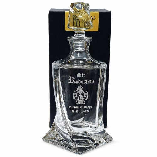 Karafka do Whisky z wygrawerowanym imieniem – Kryształowa QUADRO