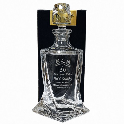 Personalizowana Karafka z Grawerem dla Pary na Rocznicę Ślubu - do Whisky QUADRO
